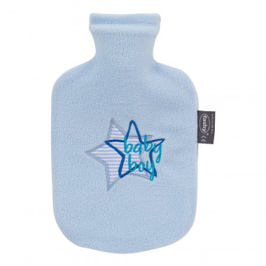 Kinderwärmflasche 0.8l Hellblau Baby Boy Flauschbezug Thermoplastik