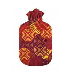 Wärmflasche 2l aus Naturkautschuk mit Fleecebezug orange Kreise