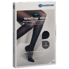 VenoTrain Micro MICRO A-G KKL2 XL plus/short geschlossene Fussspitze schwarz Haftband Mikronoppen