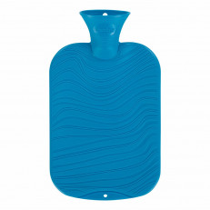 Wärmflasche 2l Doppellamelle Wellen-Dekor blau