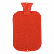 Wärmflasche 2l Doppellamelle Wellen-Dekor orange