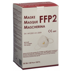 VaSano Maske FFP2 weiss mit Ventil deutsch/französisch/italienisch